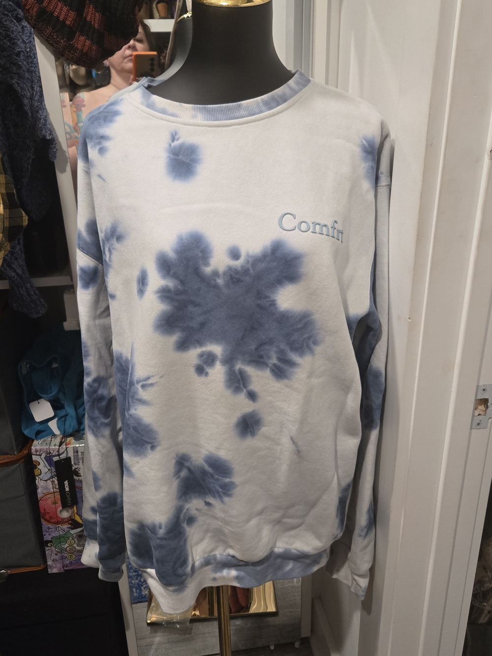 Comfrt Tie-Dye Crewneck Sweatshirt - Light Blue/White